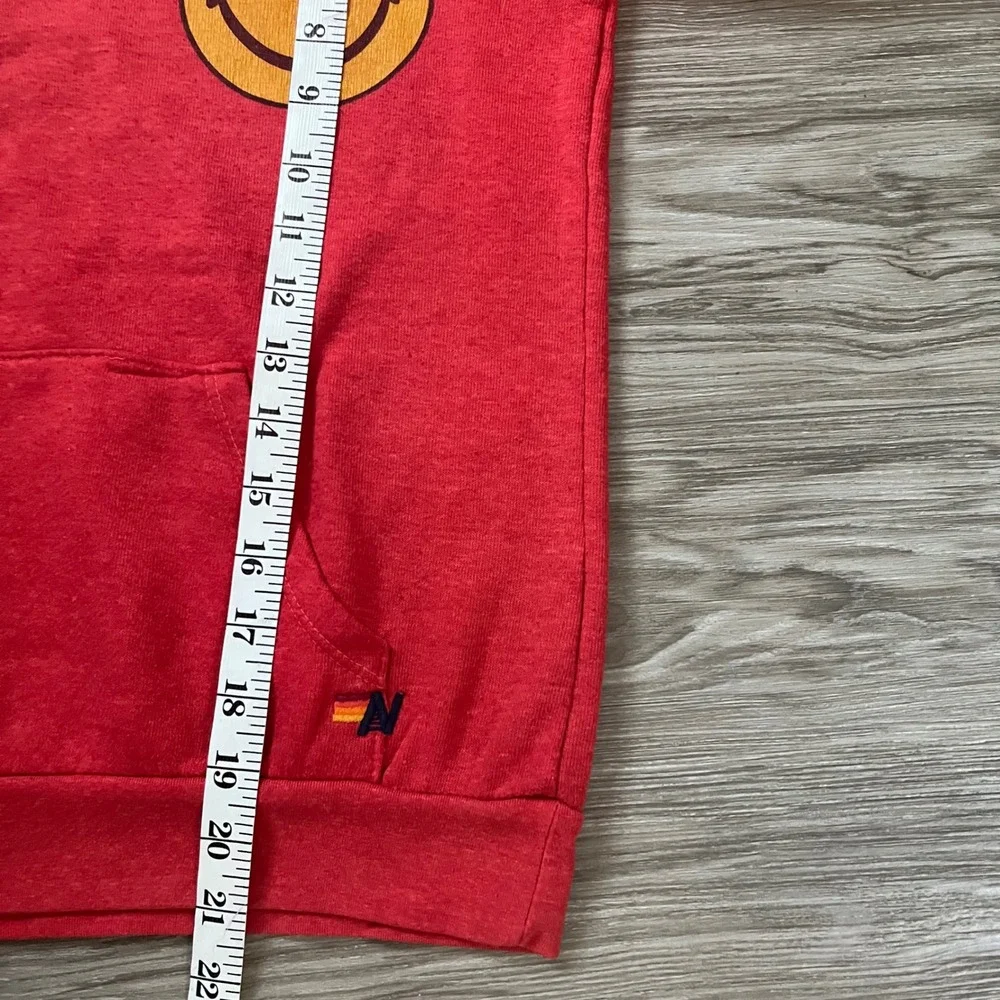 Aviator Nation Kids Red Smiley Face Hoodie Sweatshirt Size 10 California Made